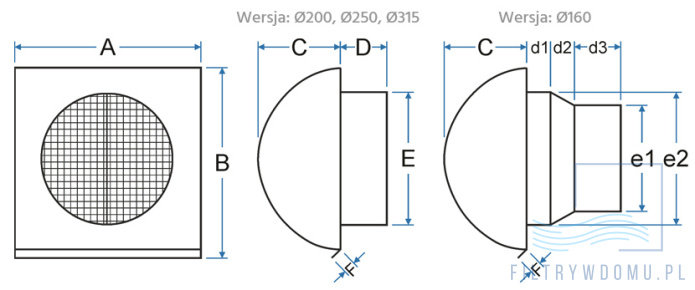 czerpnia rekuperacji wymiary